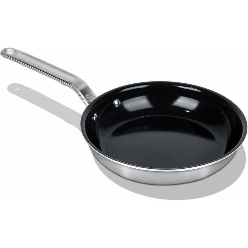 Globehome Ceramic Non Stick Frying Pan 5 Ply Stainless Clad Nonstick Skillet Professional Cookware for Induction All Stoves and Oven Choose Your Pack