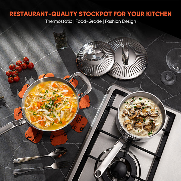 GLOBEHOME 5-Ply Stainless Steel Sauce Pan with Lid