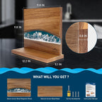 Sea Wave Magnetic Knife Holder, Double-sided Knife Holder, Holds 10 Knives, Wooden Knife Storage Rack, Suitable for Knife-less Tabletops (30.48 x 25.40 cm)