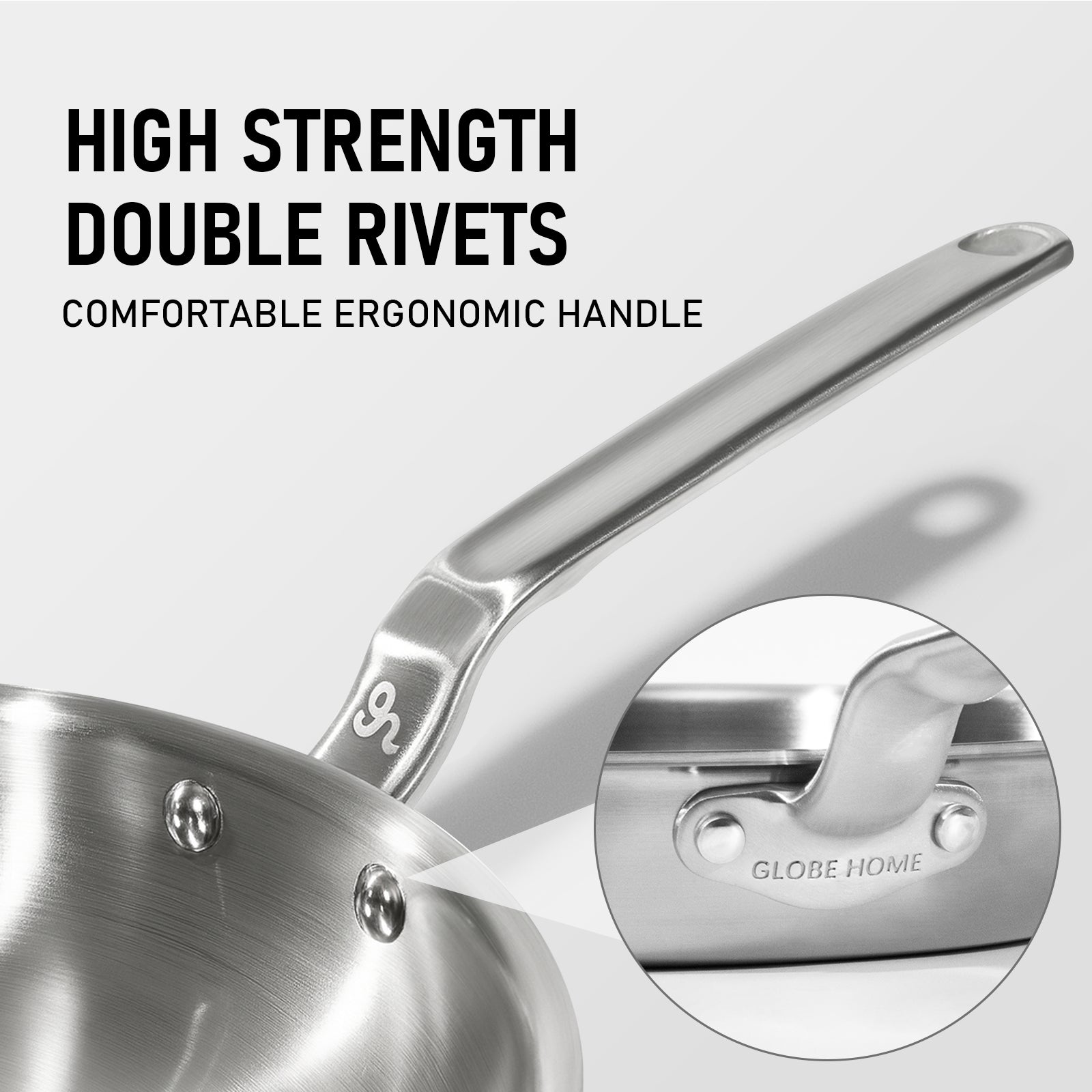 Stainless Steel Frying Pan - 5 Ply Stainless Clad Skillet with Aluminum Core, Durable and Even Heating, Professional Cookware for Induction, All Stoves, Oven and Dishwasher Safe