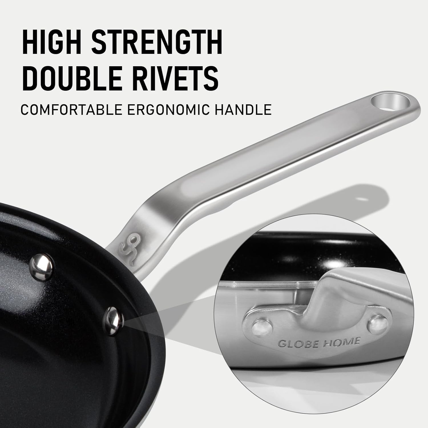 Globehome Ceramic Non Stick Frying Pan 5 Ply Stainless Clad Nonstick Skillet Professional Cookware for Induction All Stoves and Oven Choose Your Pack