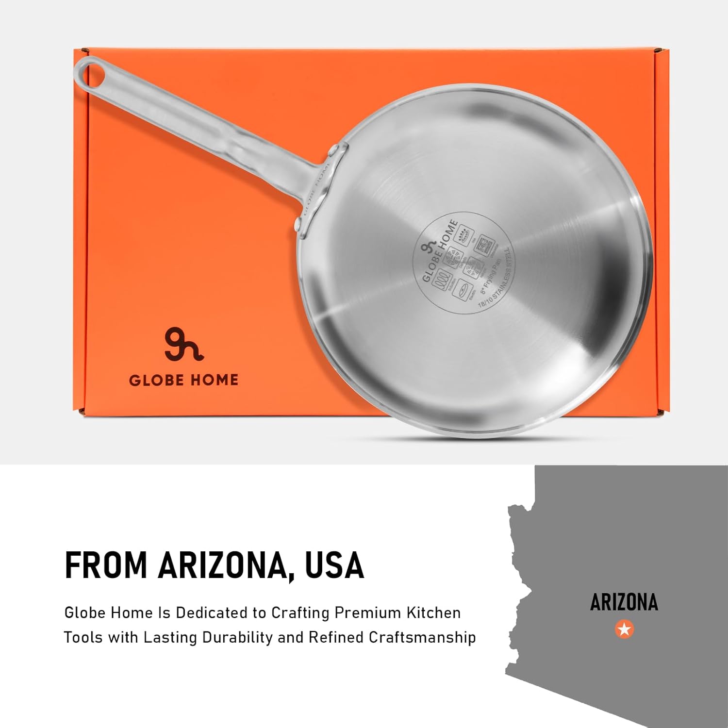 Globehome Ceramic Non Stick Frying Pan 5 Ply Stainless Clad Nonstick Skillet Professional Cookware for Induction All Stoves and Oven Choose Your Pack