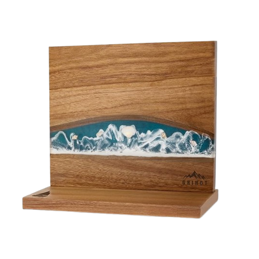 Sea Wave Magnetic Knife Holder, Double-sided Knife Holder, Holds 10 Knives, Wooden Knife Storage Rack, Suitable for Knife-less Tabletops (30.48 x 25.40 cm)